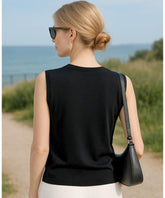 Comprar blusa regata feminina de tricot modal elegante com caimento leve e gola careca para looks frescos e sofisticados
